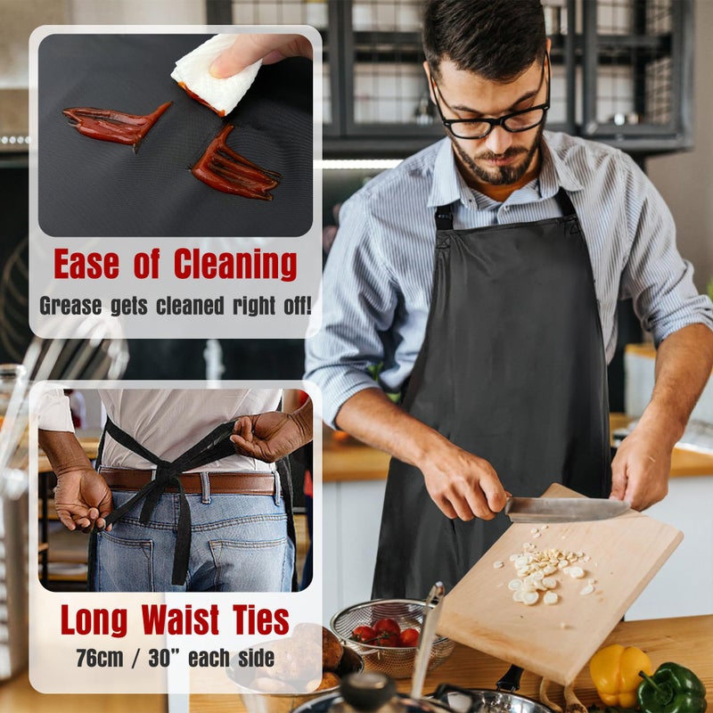 kilofly 2pc Vinyl Extra Long 43" Adjustable Waist Neck Ties Waterproof Apron - Image 5